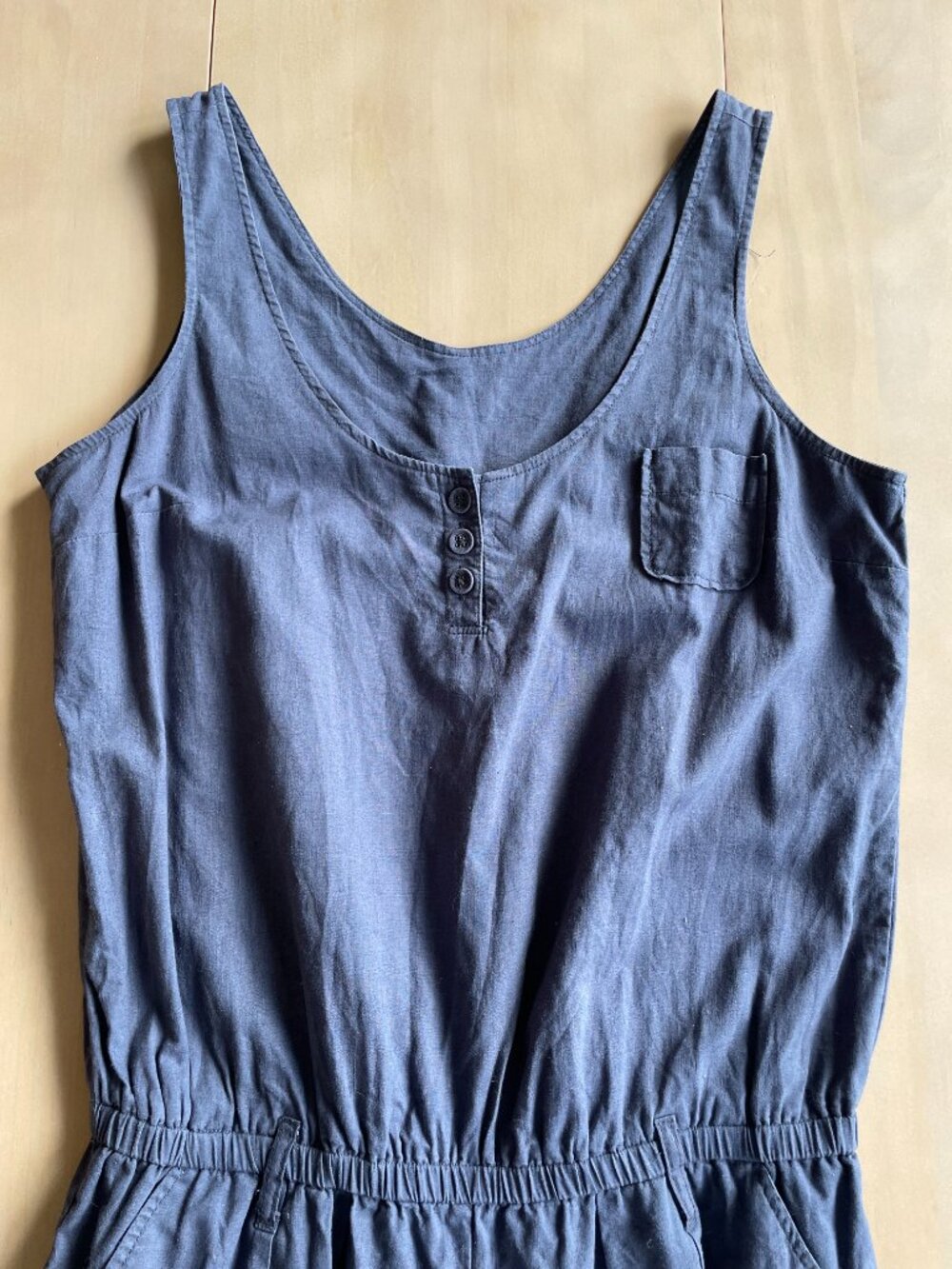 Entire Closet $5! New York & Company Gray Blue Linen Cotton Romper - Picture 4 of 13
